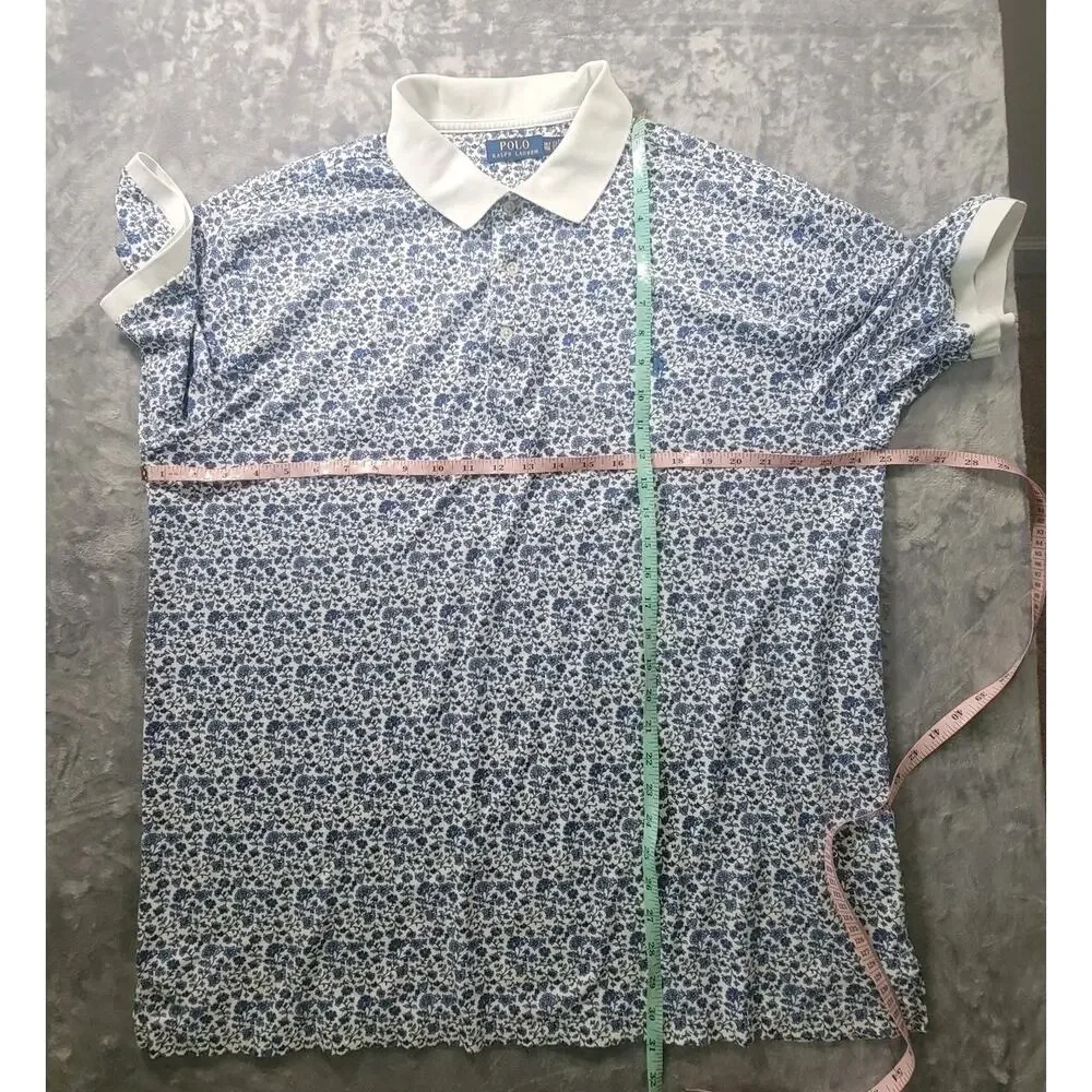 Polo Ralph Lauren Mens XLT Short Sleeve Floral Polo Shirt Blue